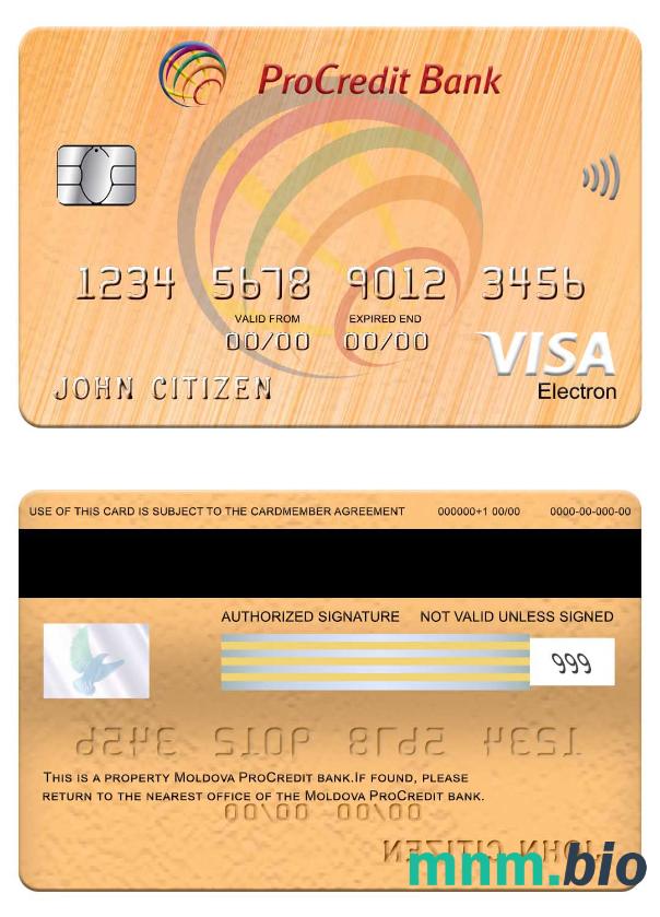 Moldova ProCredit Bank visa electron karta przykład w formacie PSD